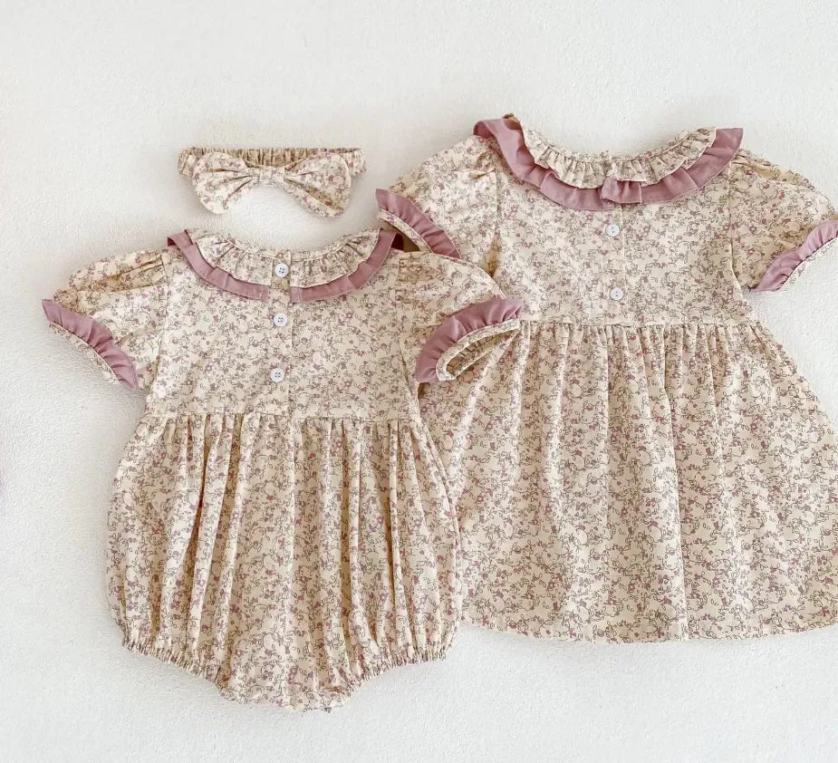 $17.50 EA - 2T X 1, 3T X 1, 4T X 1  -   Baby & Toddler Girls Twinning - Mauve Vintage Floral Dresses