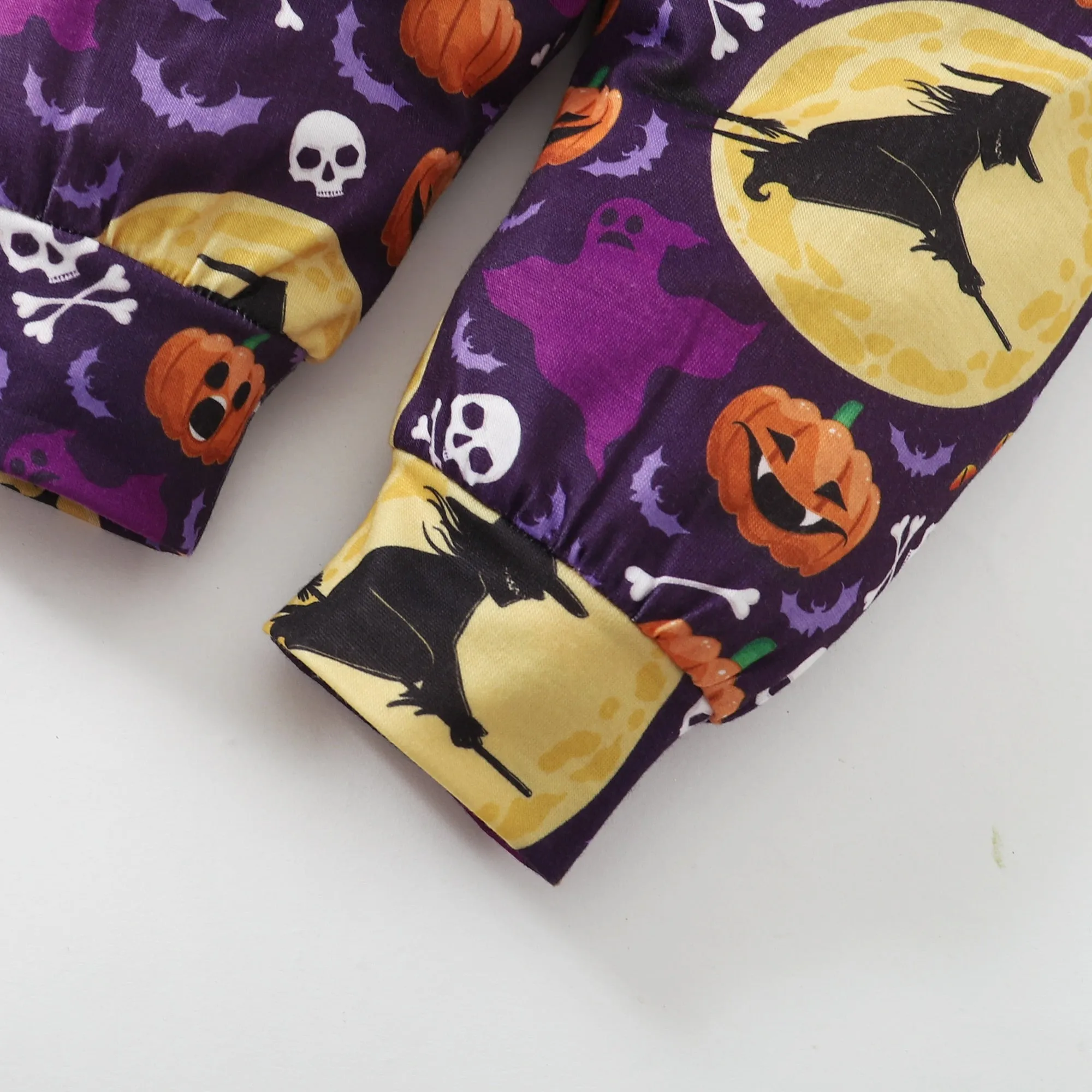 3PCS Baby Halloween Pumpkin and Witch Long-sleeve Romper Set with Hat