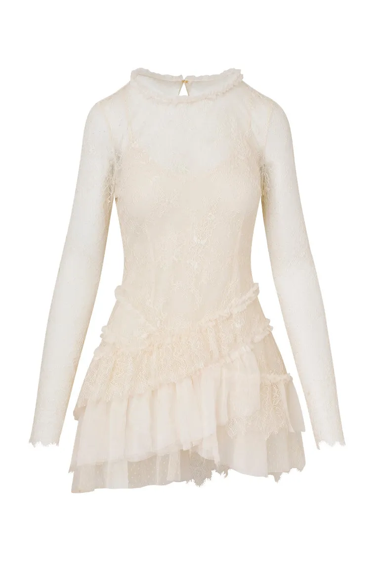 Amberleigh Lace Mini Dress - IVORY