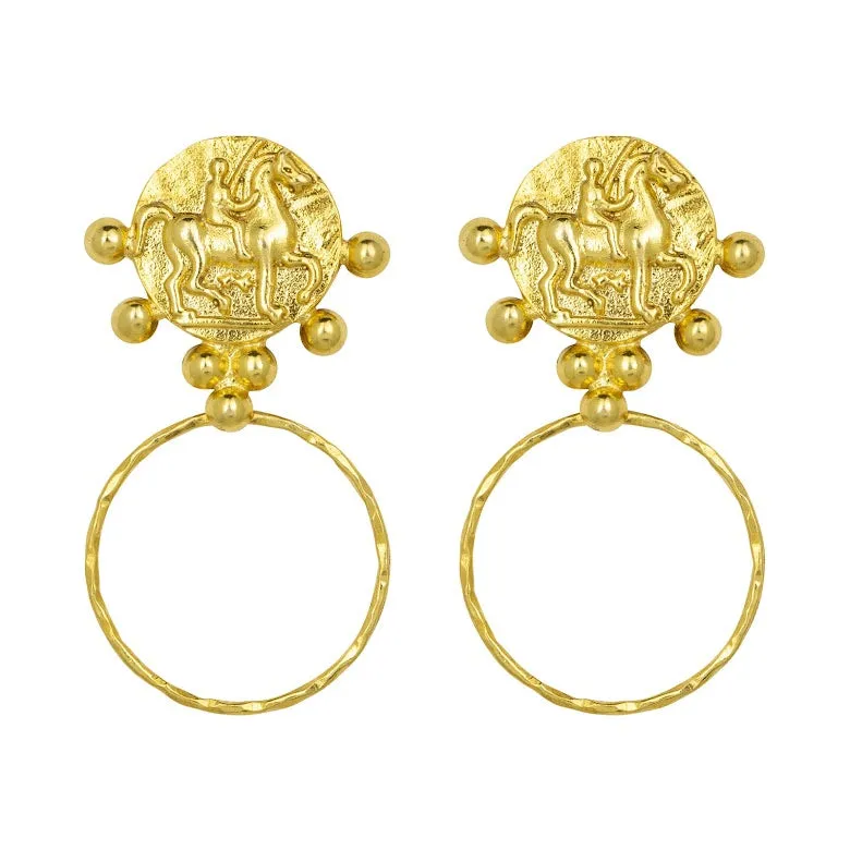 Ashiana JEI09142 Golden Horseman Hoop Earrings