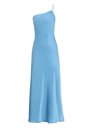 ASYMETRICAL MAXI SLIP DRESS - AZURE BLUE