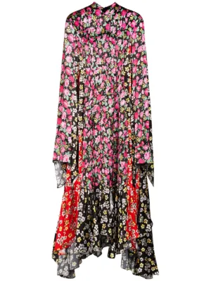 Balenciaga   Printed satin long dress 