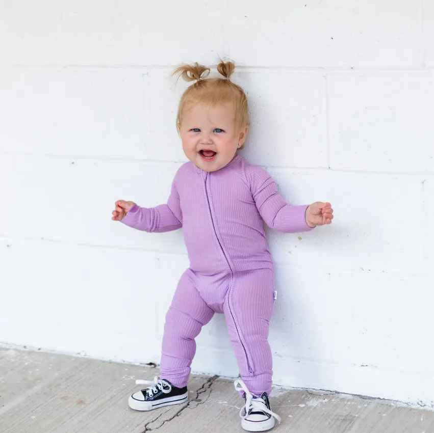 Bamboo Ribbed Romper - Purple