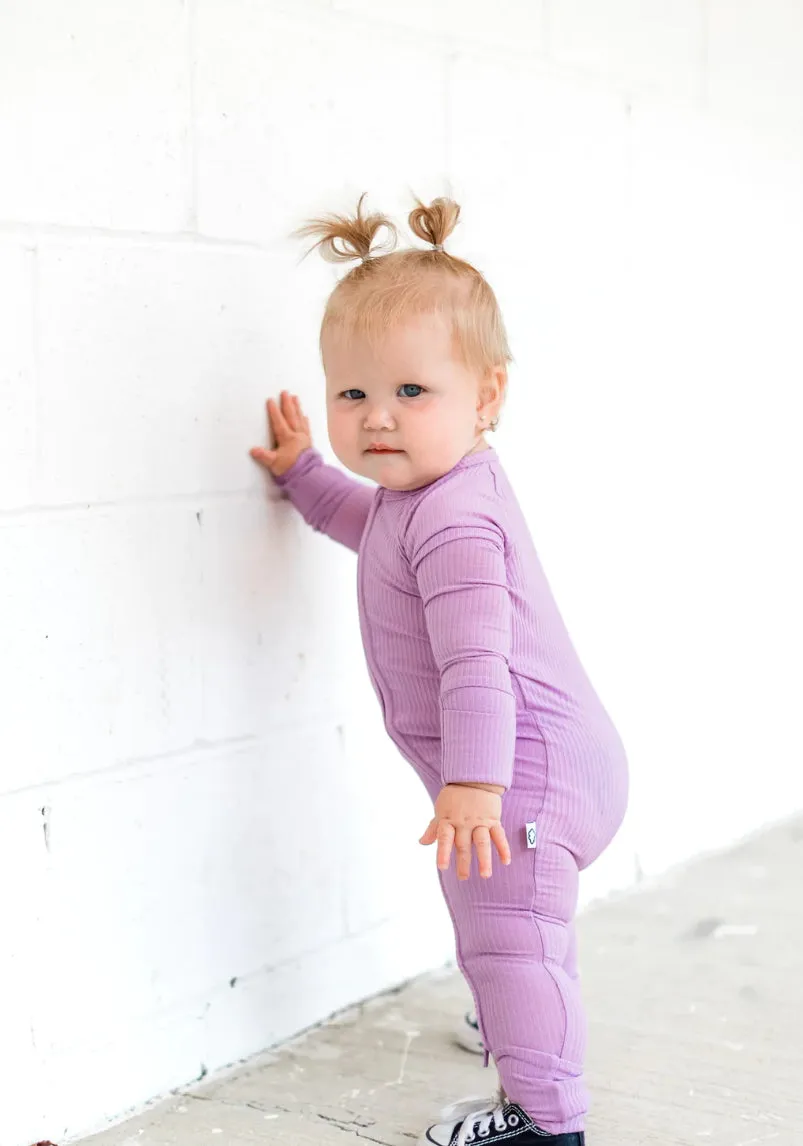 Bamboo Ribbed Romper - Purple