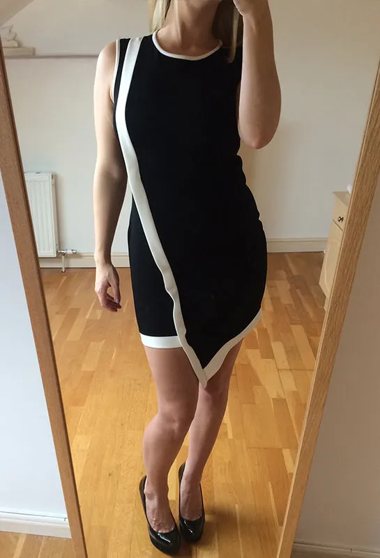 Black & White Monochrome Asymmetric Lucy Dress