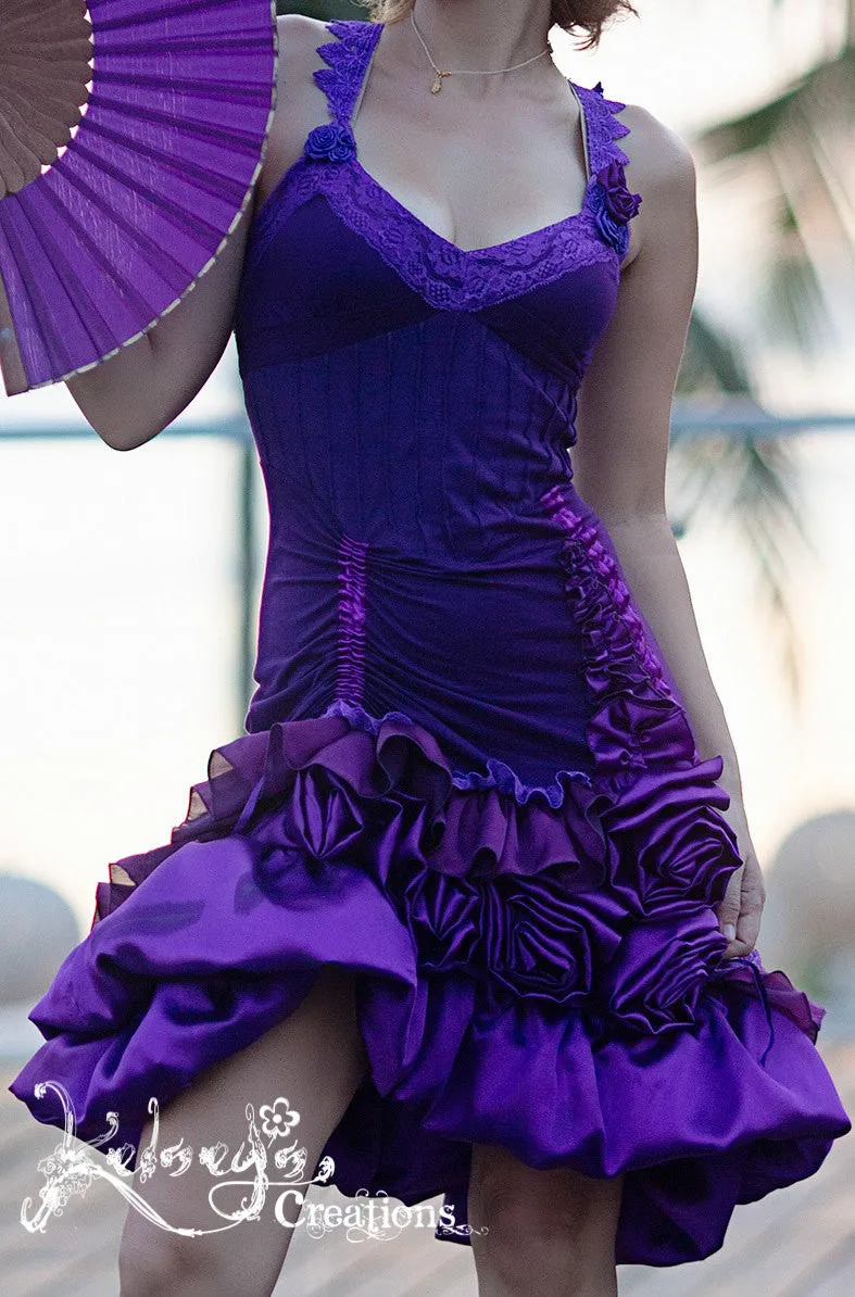 Cocktail Dress - One Size, Purple, Victorian Style Dress, Graduation, Burning Man, Adjustable Back, Steampunk Celebration, Blossom Dress