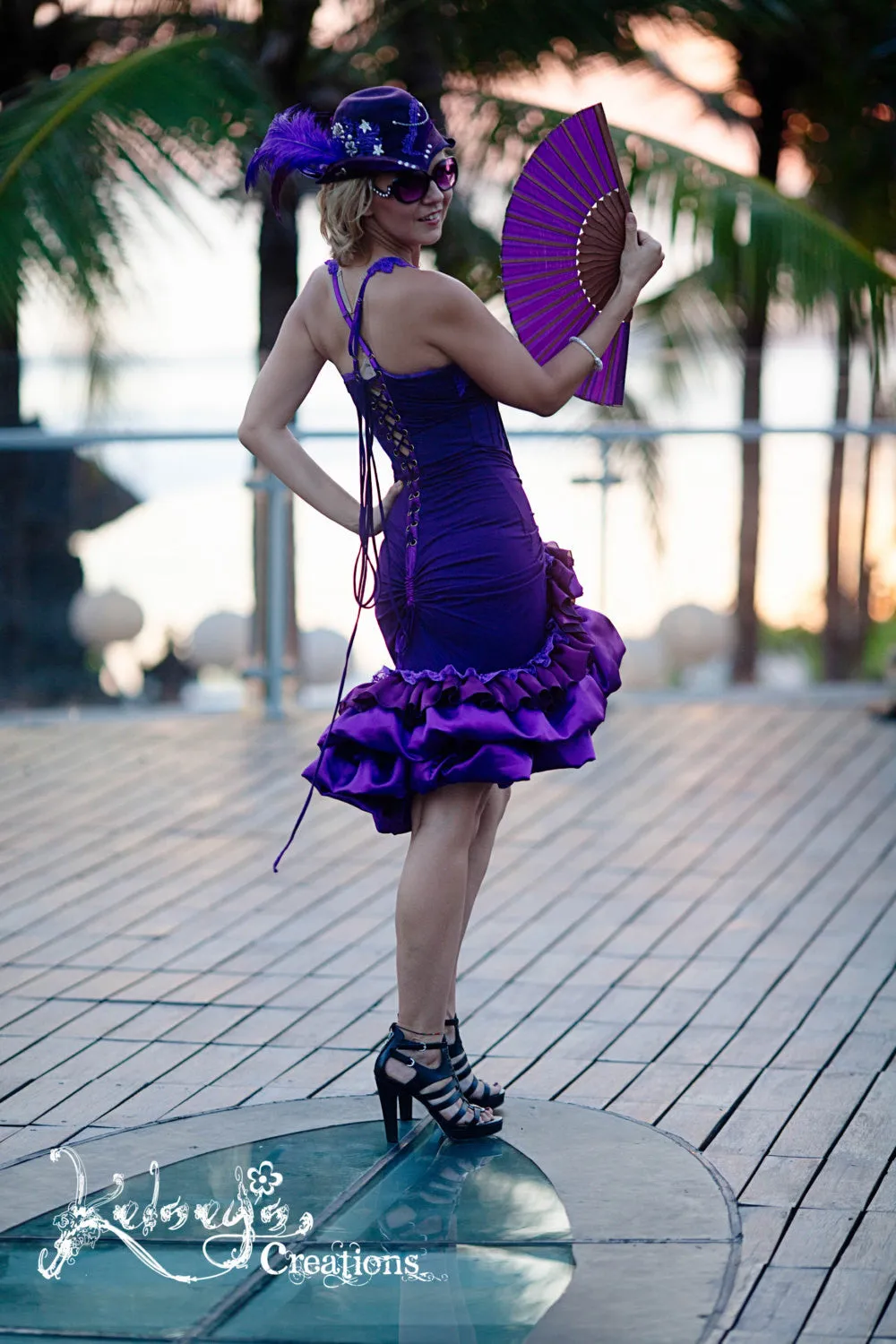 Cocktail Dress - One Size, Purple, Victorian Style Dress, Graduation, Burning Man, Adjustable Back, Steampunk Celebration, Blossom Dress