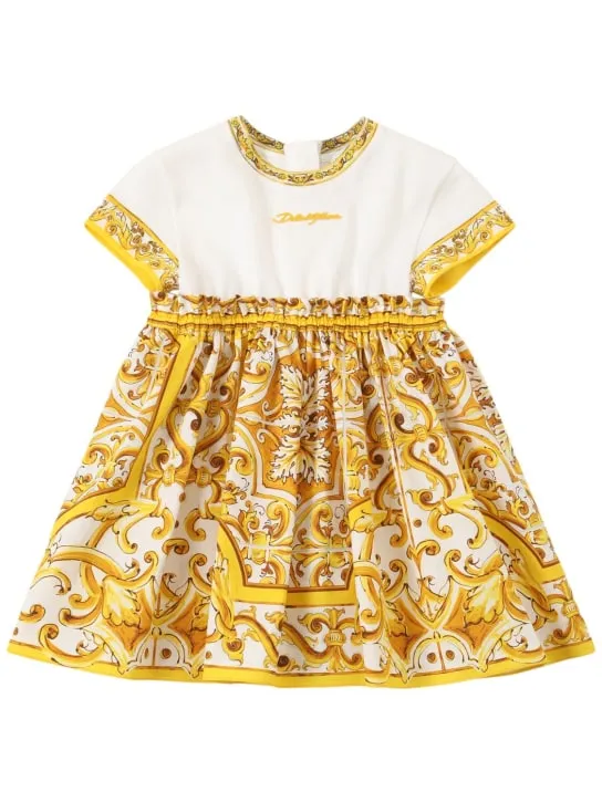 Dolce&amp;Gabbana   Maiolica print cotton dress&amp;diaper cover 