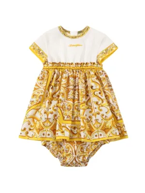 Dolce&amp;Gabbana   Maiolica print cotton dress&amp;diaper cover 