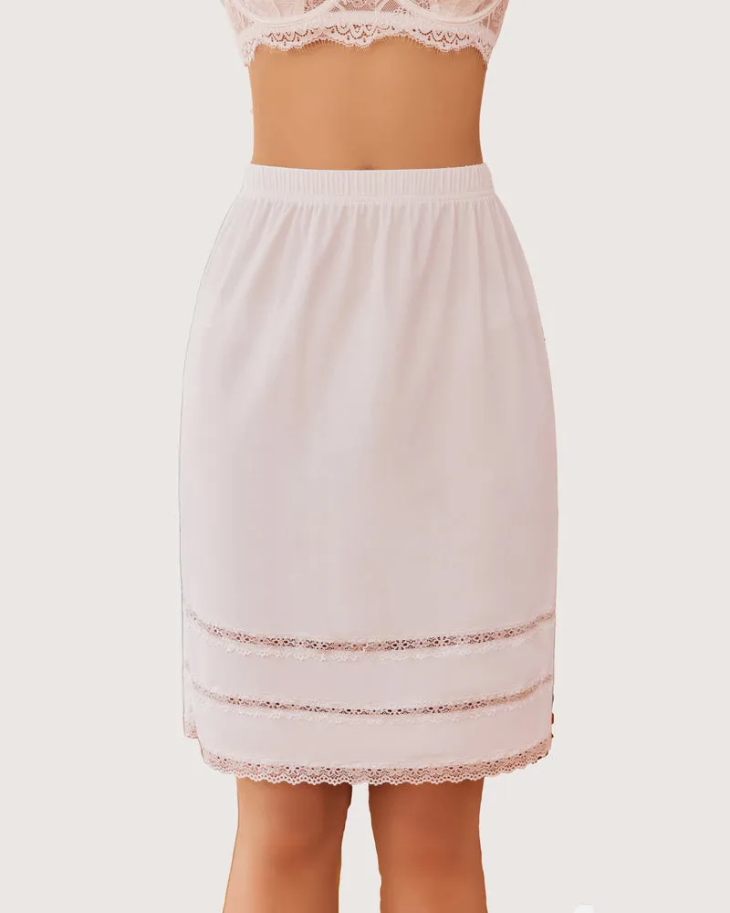 Extender Lace Trim Knee Length Short Skirt