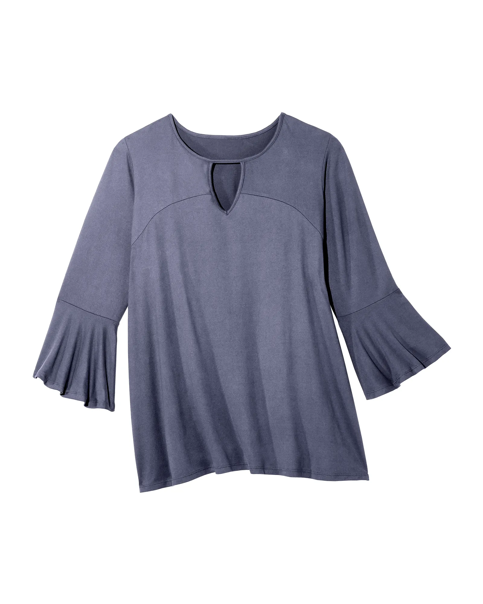 Gemma 3/4 Bell Sleeve Top With Key Hole | Light Blue