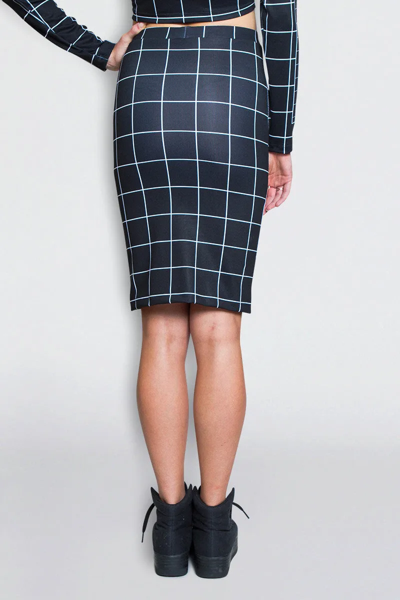 Grid Pencil Skirt