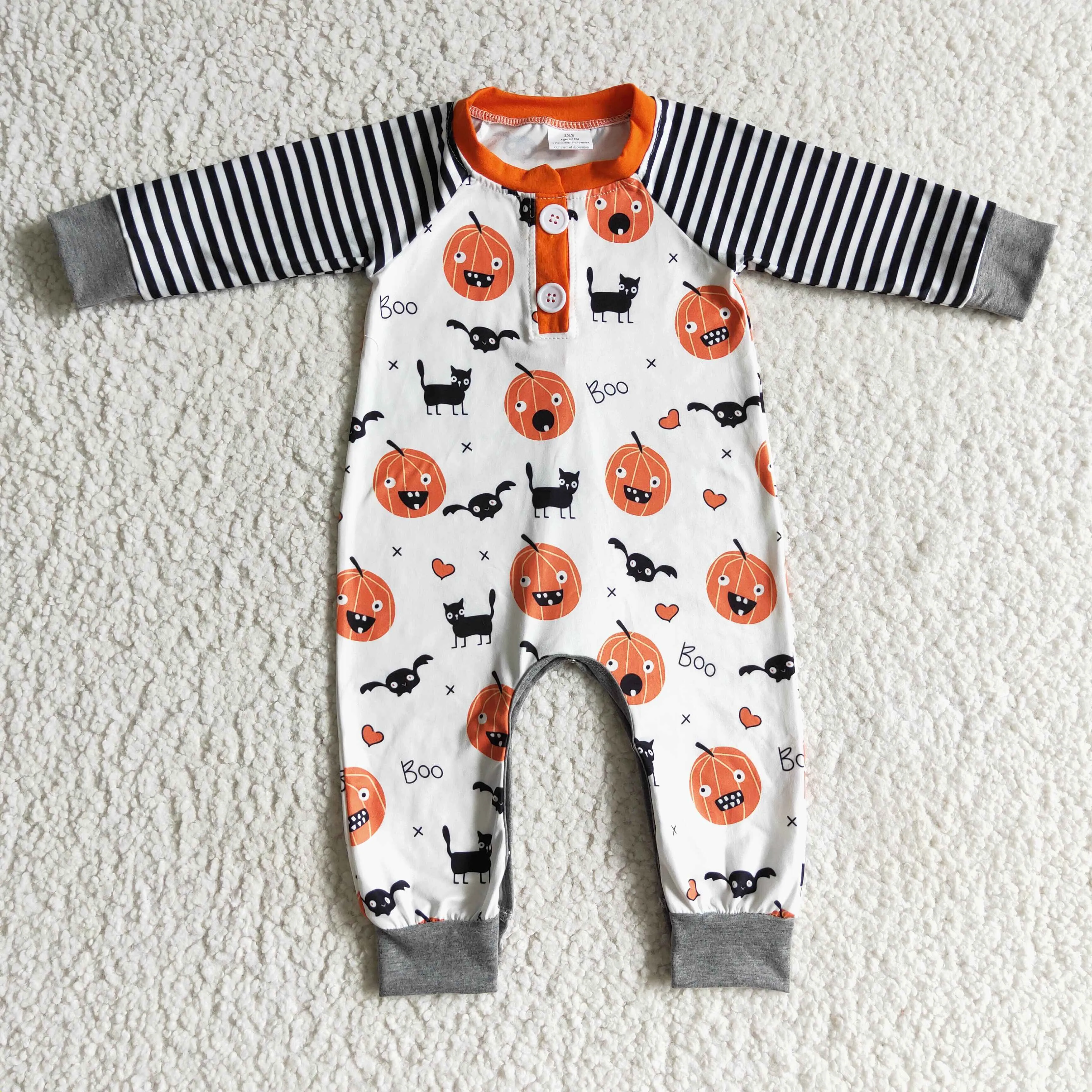 Halloween Pumpkin long sleeve Romper LR0140