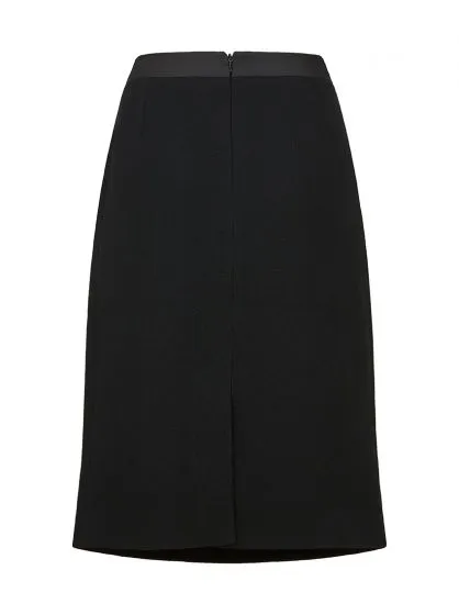 Heidi Tailored Wool Crepe Black Skirt