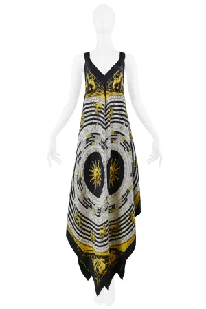 HERMES GOLD ZODIAC PRINT SCARF DRESS