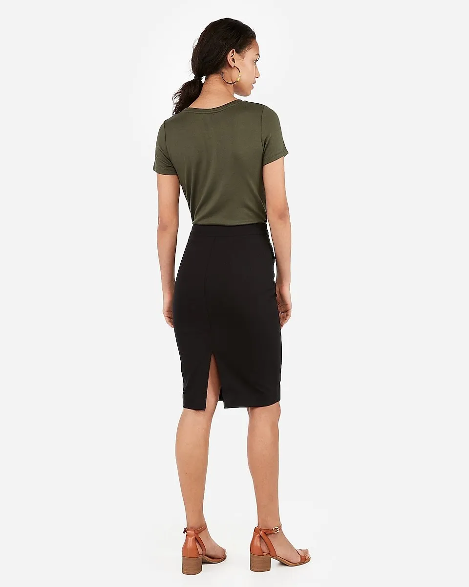 High Waisted Pencil Skirt in Pitch Black