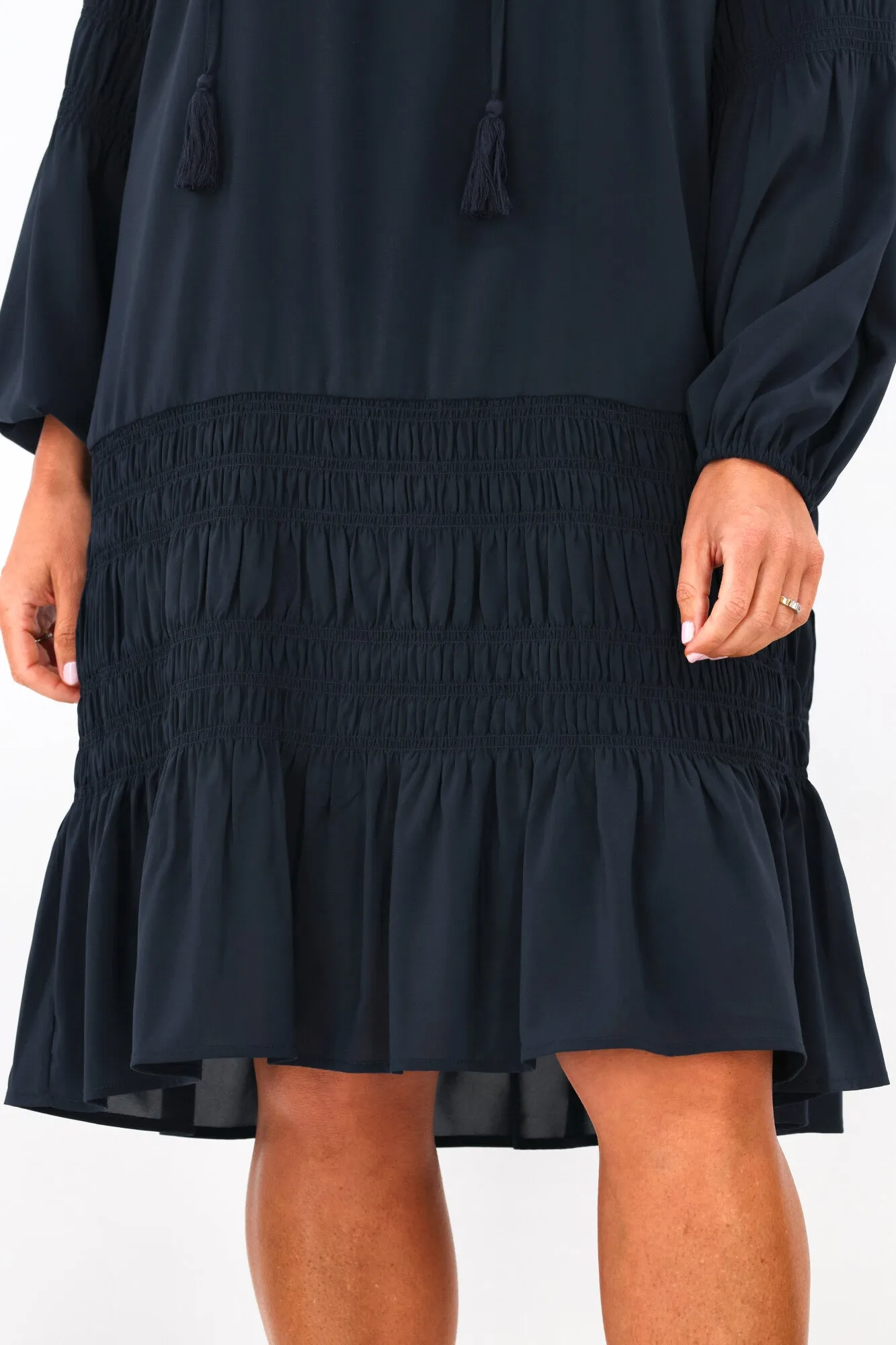 Jane James Shirred Trixie Dress Midnight Navy