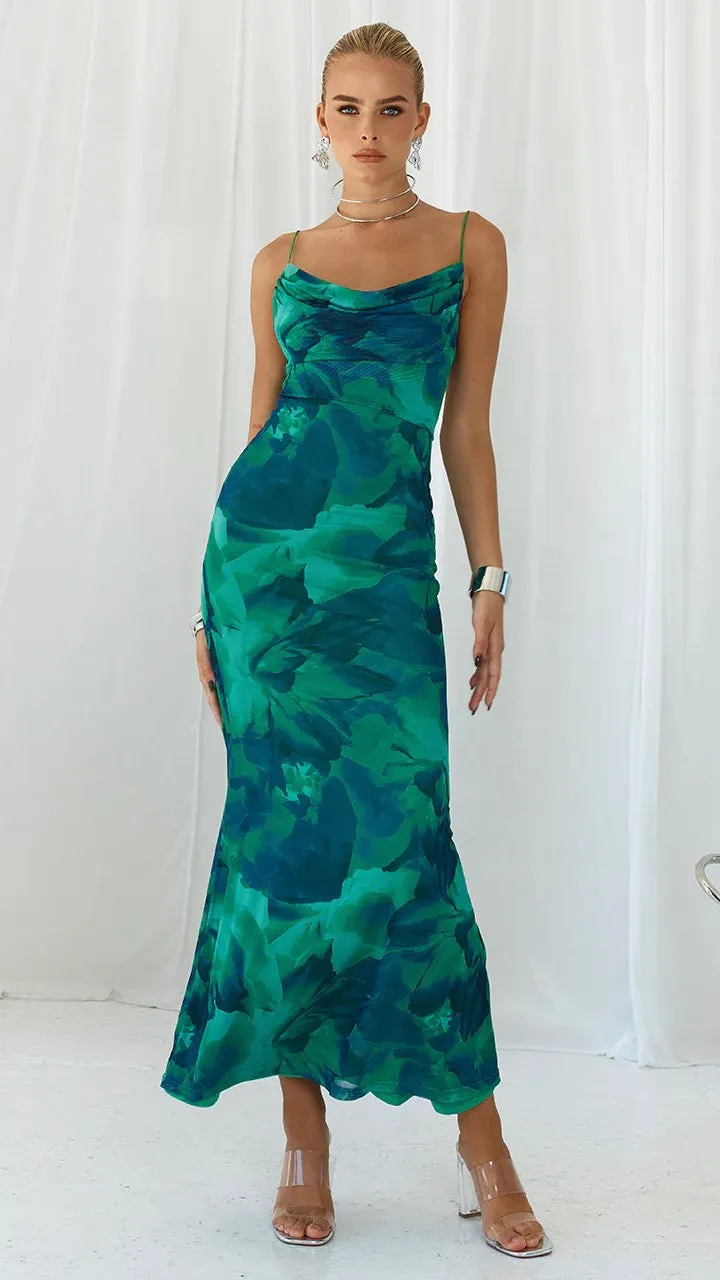 Kapri Slip Dress - Green Floral