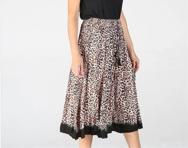 Leopard Print Crinkle Skirt