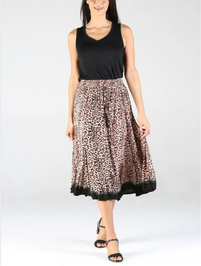 Leopard Print Crinkle Skirt