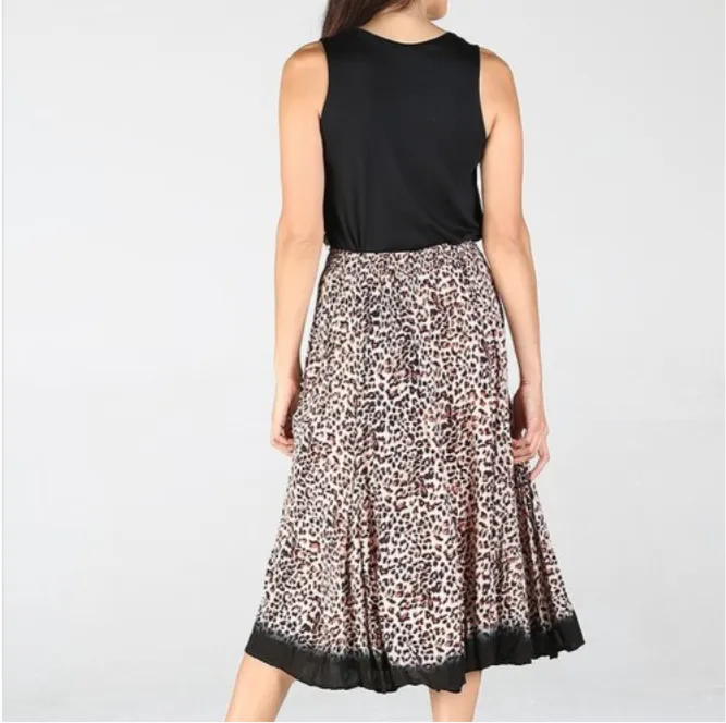 Leopard Print Crinkle Skirt