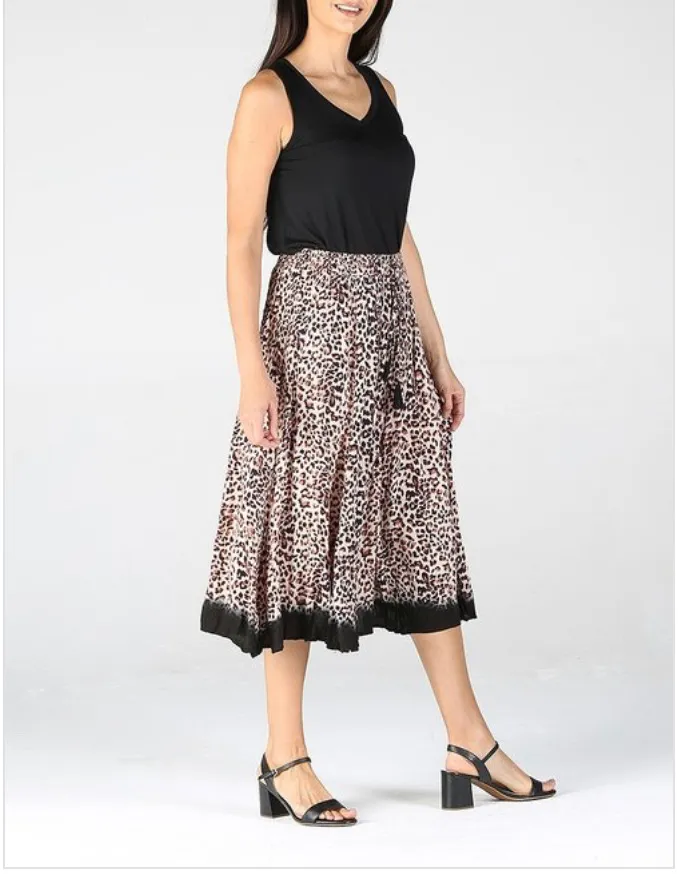 Leopard Print Crinkle Skirt