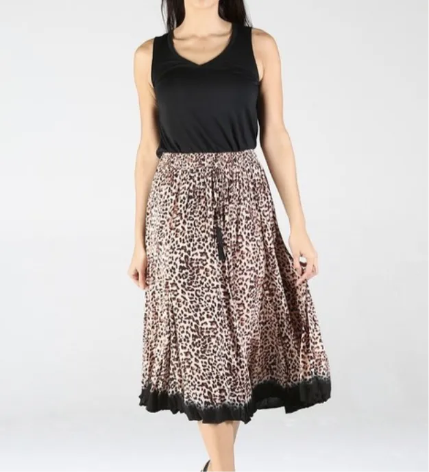 Leopard Print Crinkle Skirt