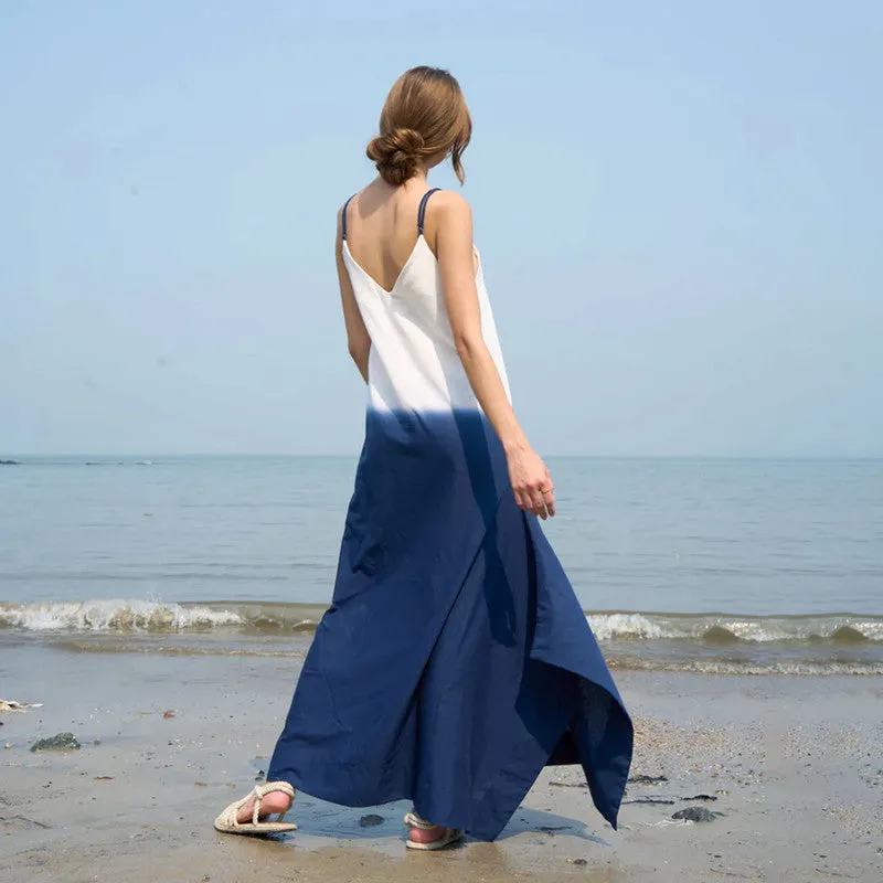 Linen Norah Dress For Women | Blue ombre