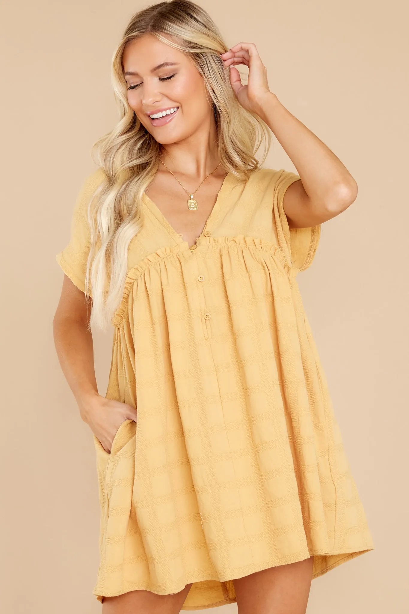 Live Freely Mustard Yellow Romper Dress