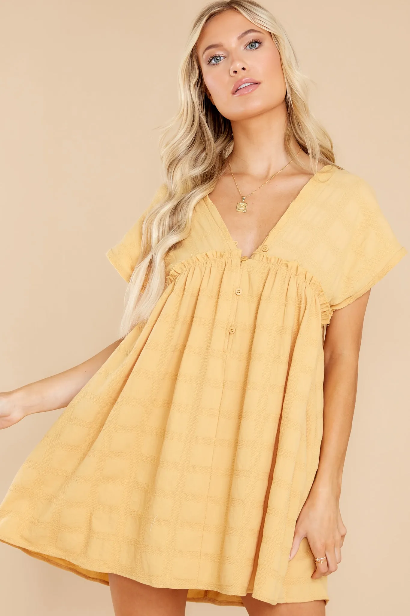 Live Freely Mustard Yellow Romper Dress