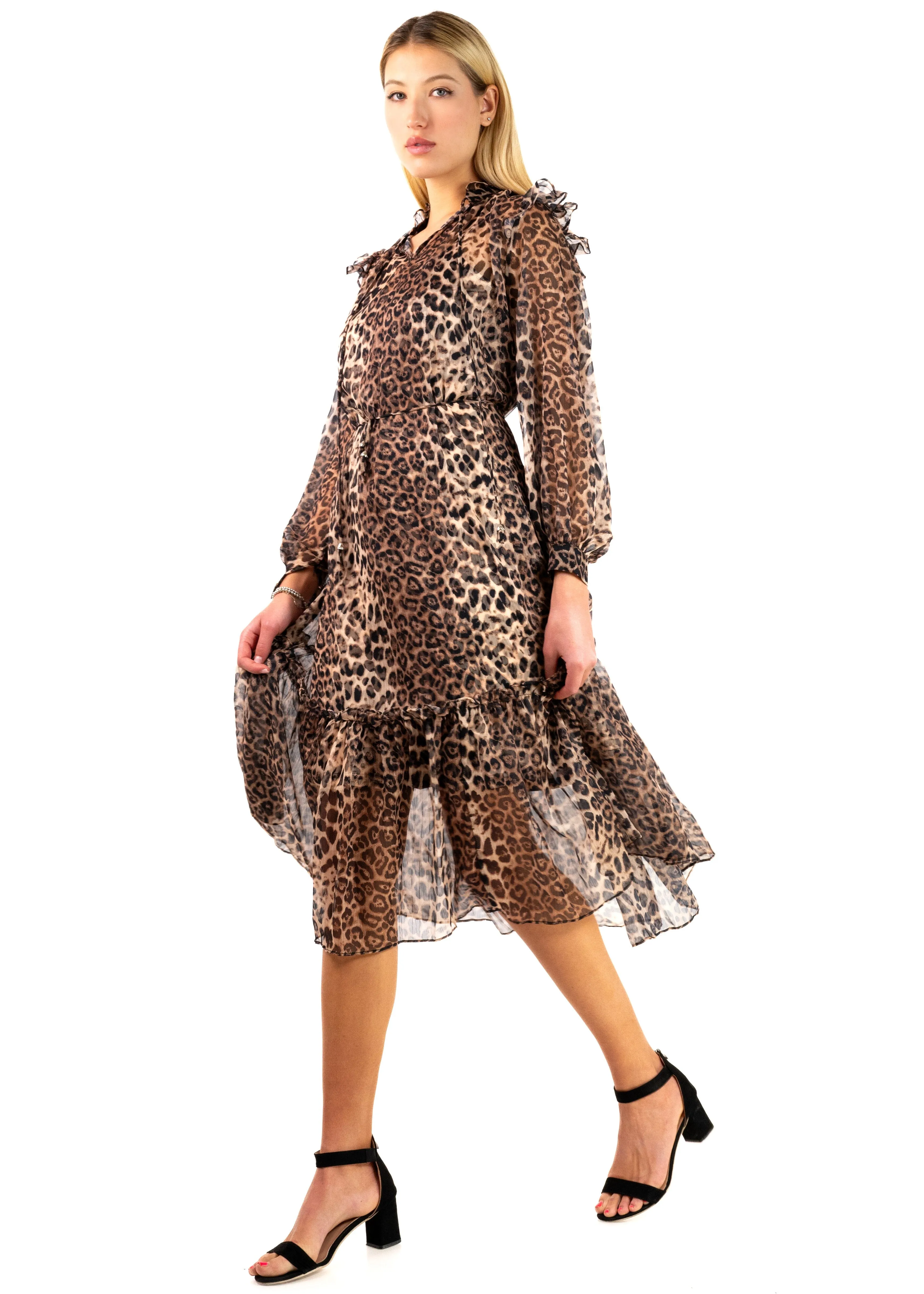 Long Sheer Leopard Print Dress