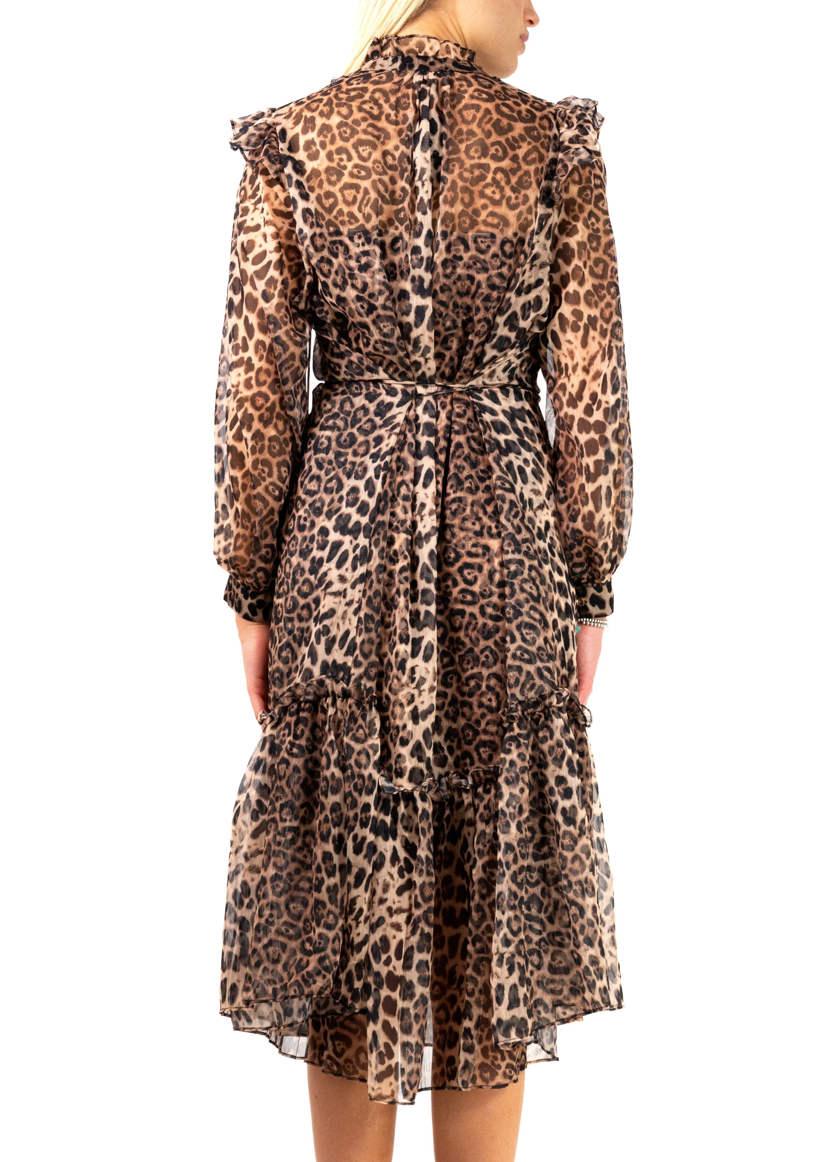 Long Sheer Leopard Print Dress