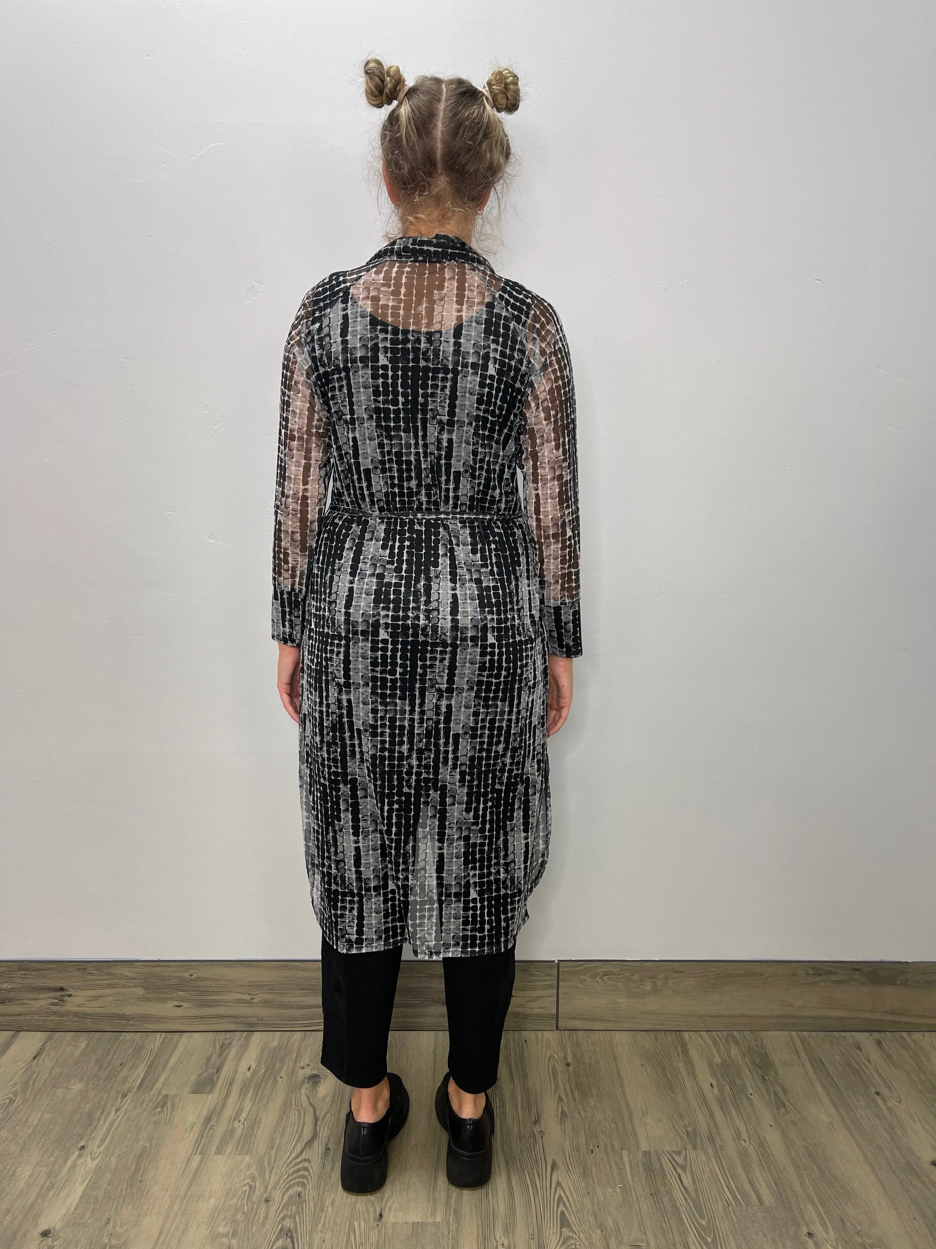 Long Sleeve Mesh Pattern Dress