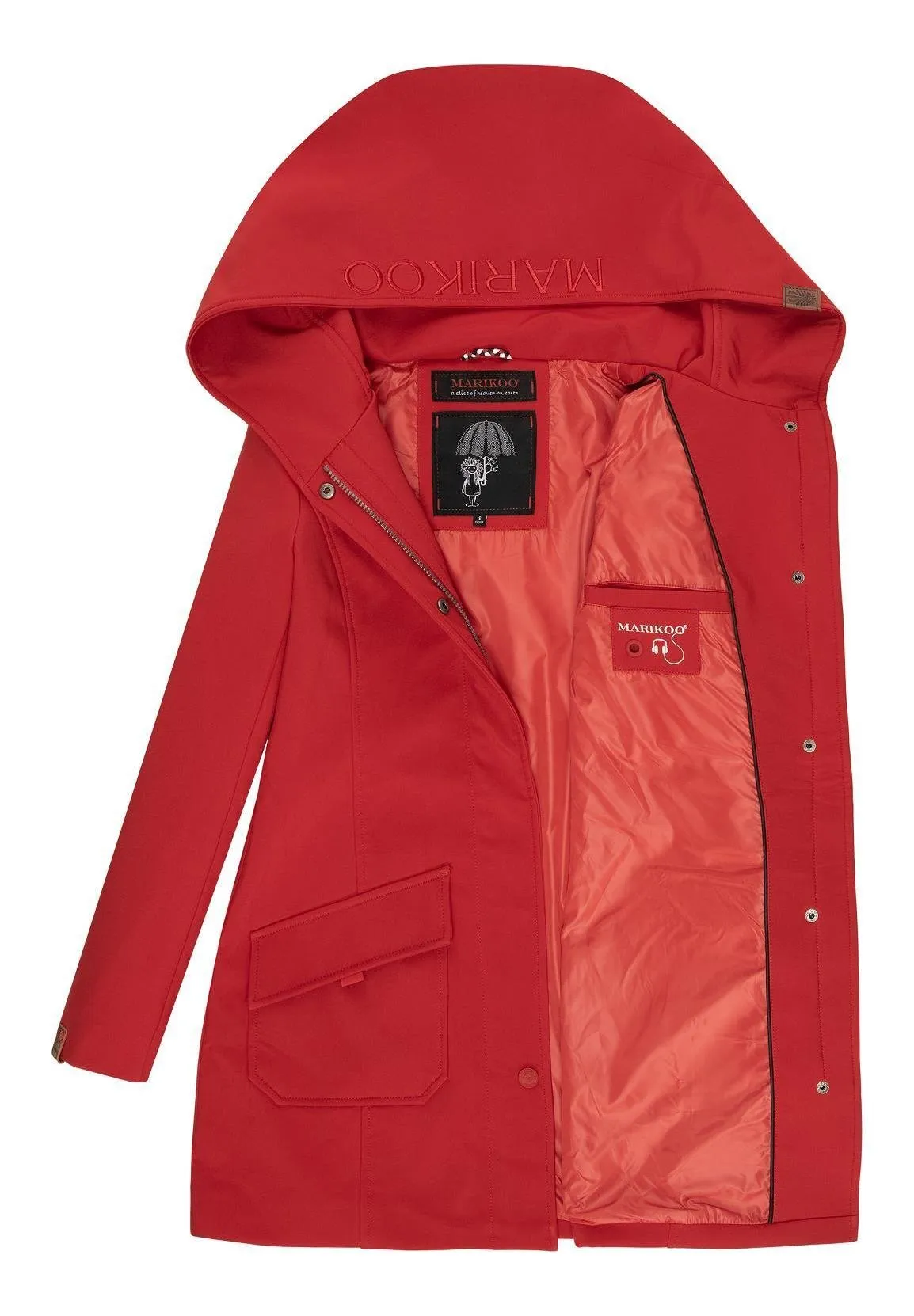 Marikoo water-repellent parka, red