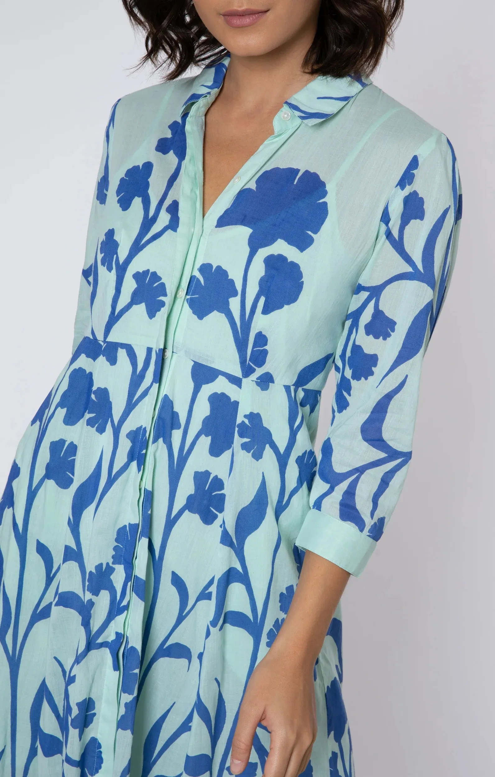 Maxi Shirtdress W.elbow Sleeves Majorelle Print Aqua/blue