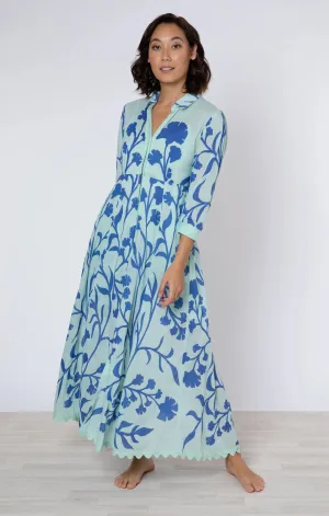 Maxi Shirtdress W.elbow Sleeves Majorelle Print Aqua/blue