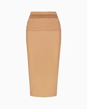 Mesh Stretch Cutout Skirt | Nude