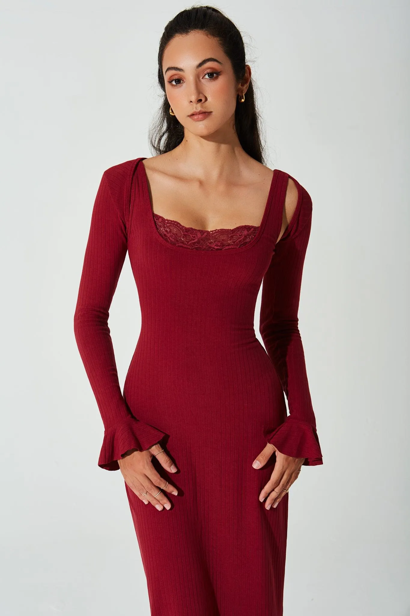 Mina Ribbed Dress - Raspberry Radiance