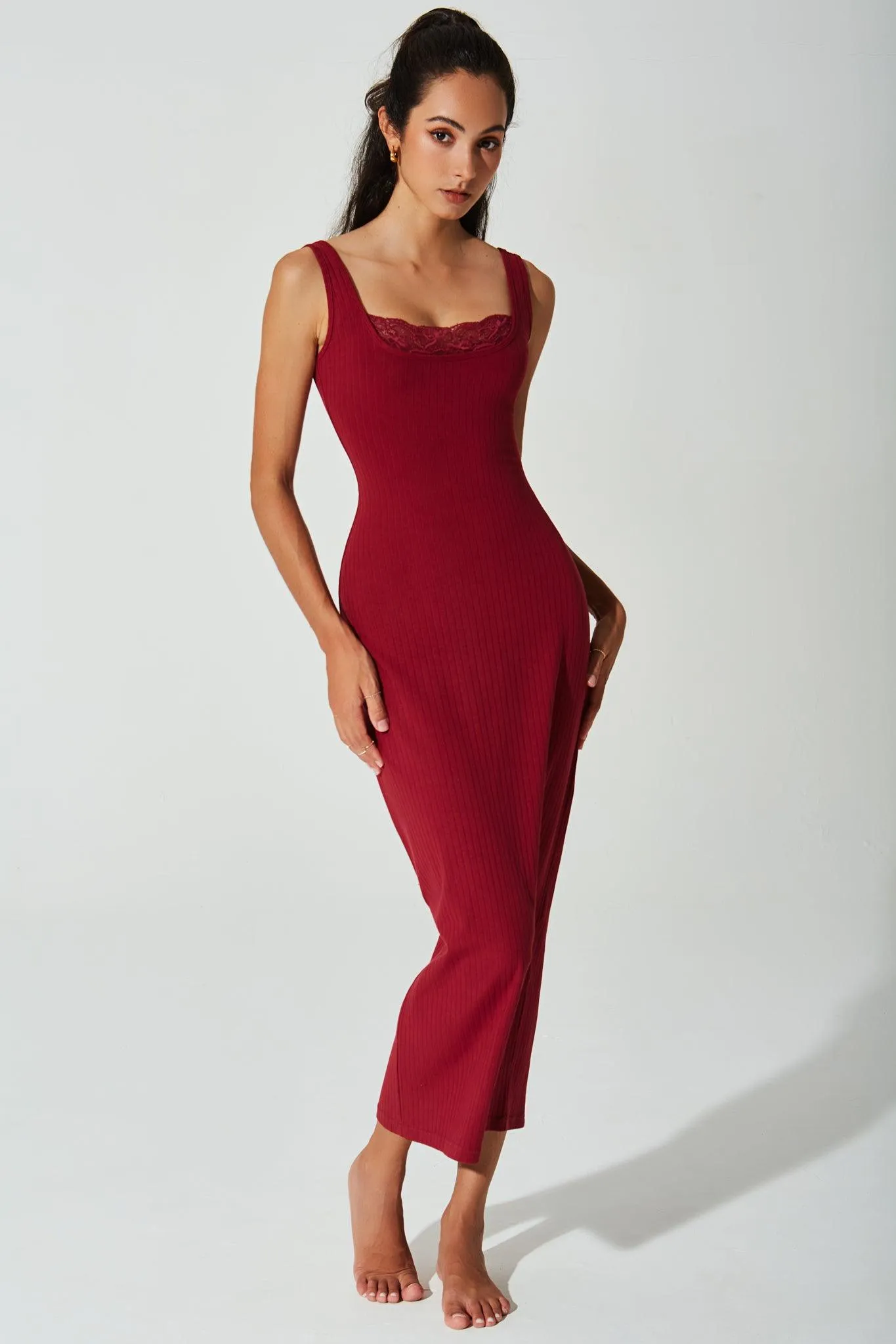 Mina Ribbed Dress - Raspberry Radiance