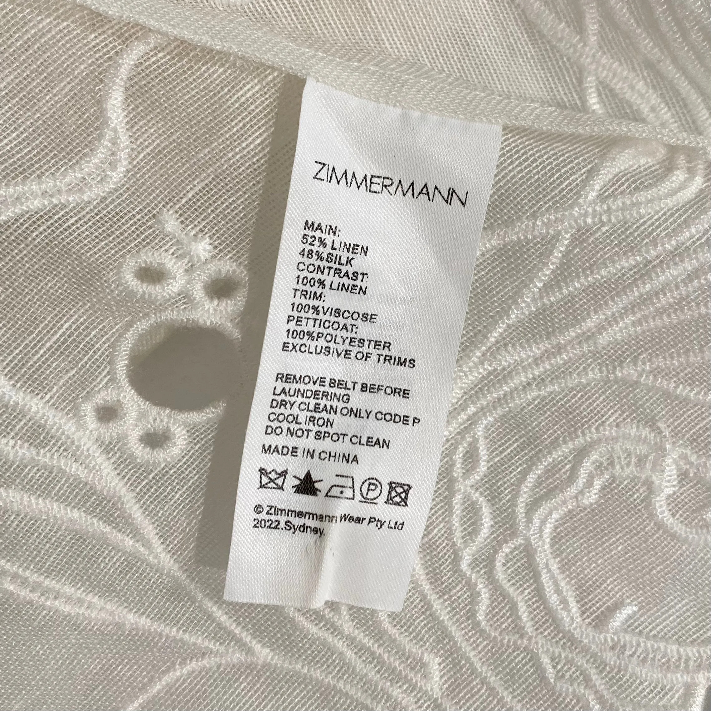 New Zimmermann 2022 White Postcard Dress