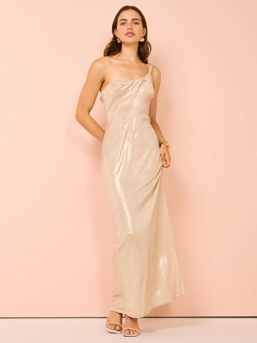 One Fell Swoop Faint Stretch Dress in Champagne