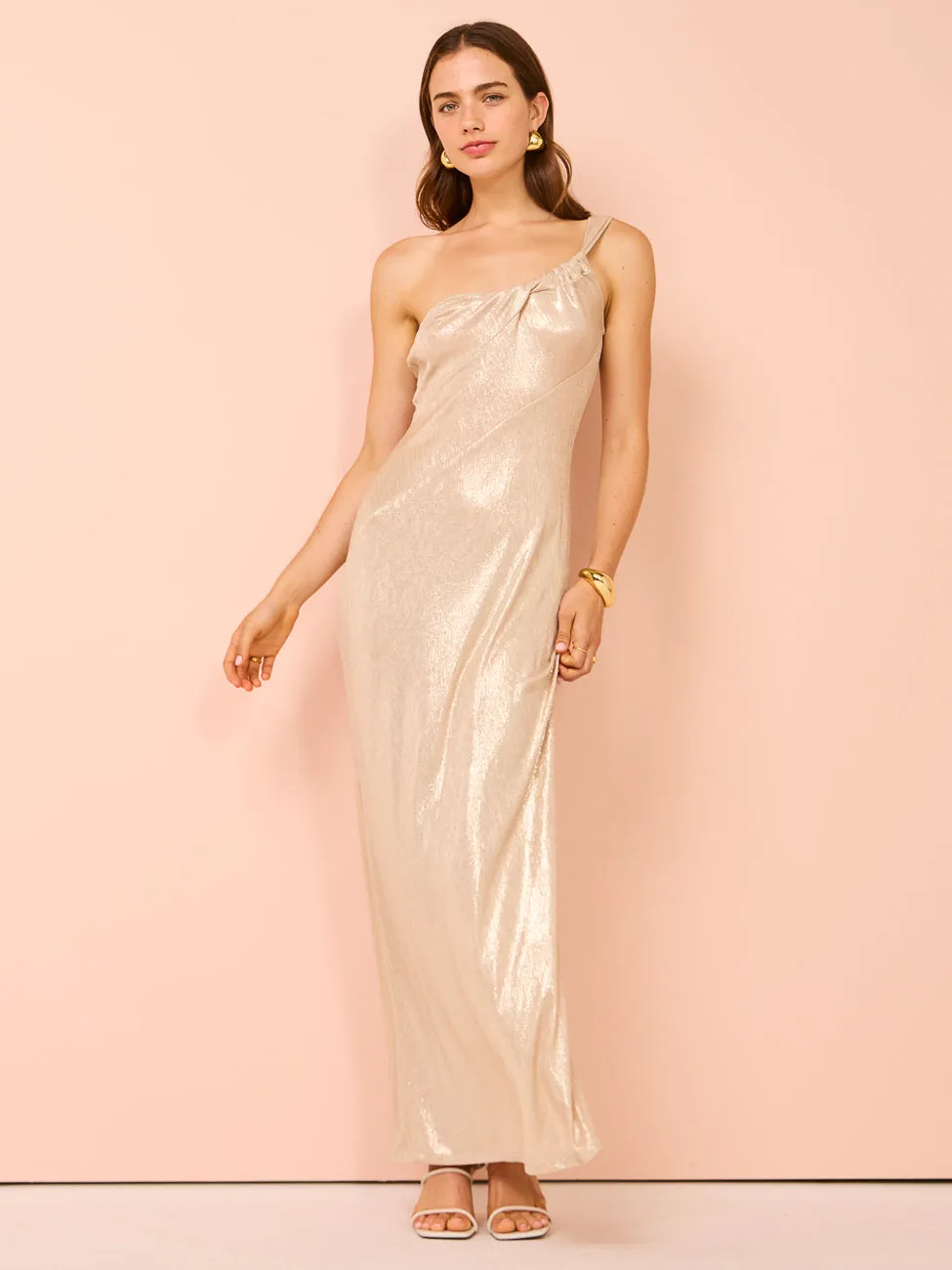 One Fell Swoop Faint Stretch Dress in Champagne