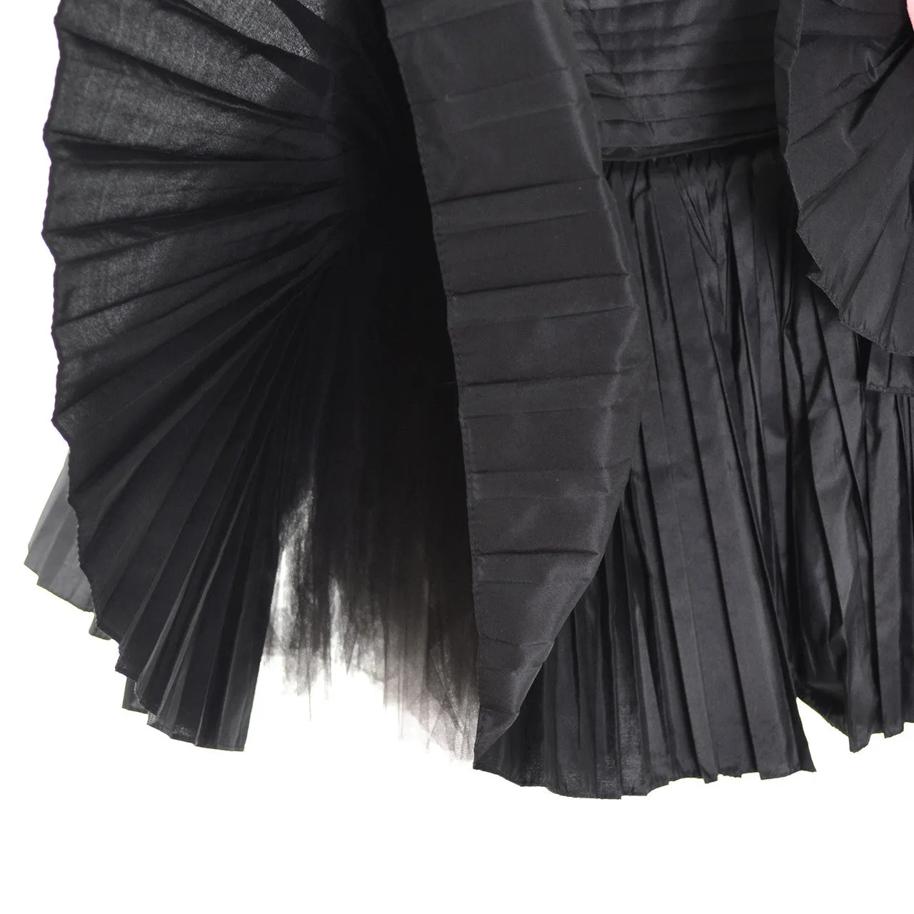 Oscar de la Renta 1980s Vintage Dress Strapless Black Pleated Statement