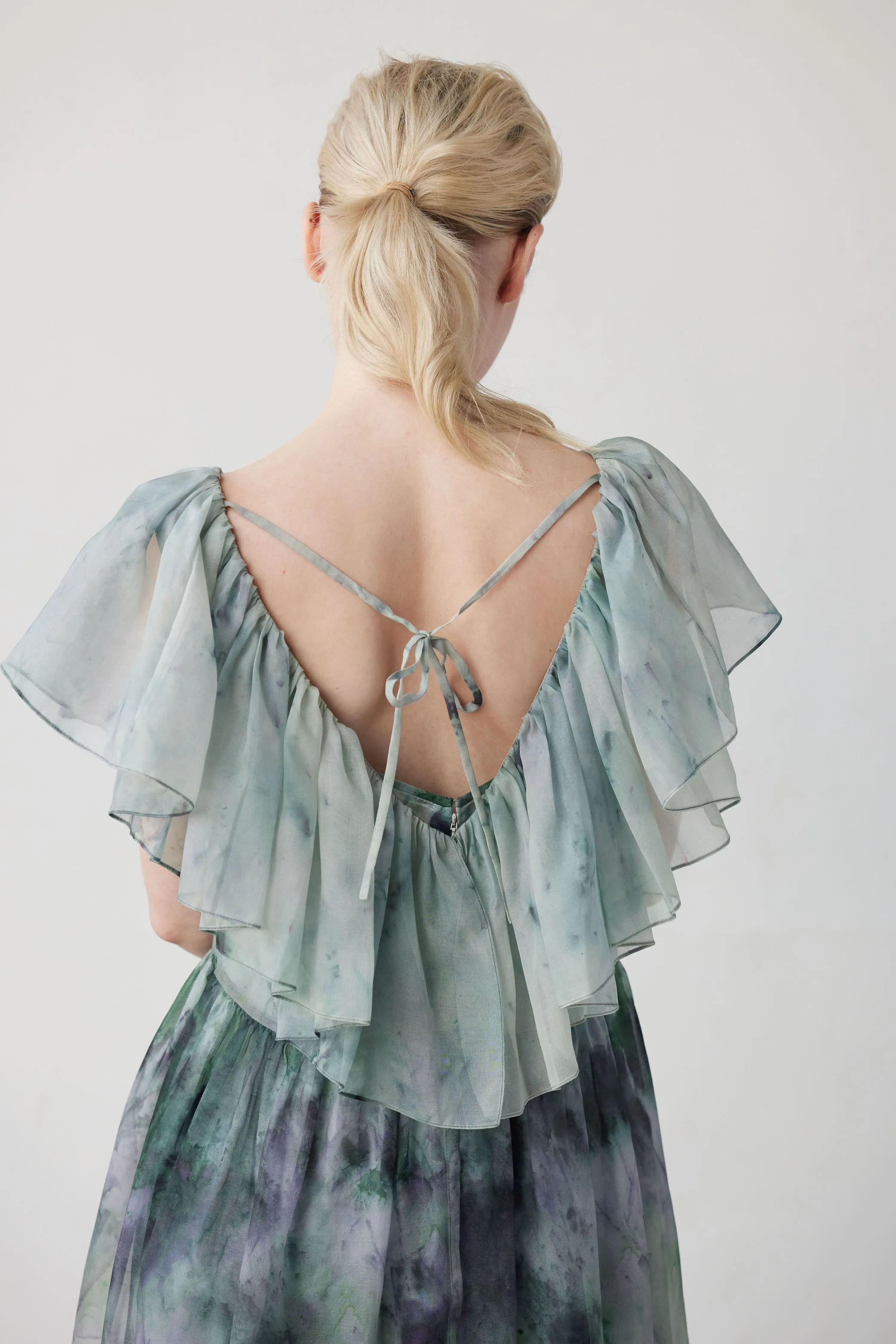 Papillon Dress in Printed Silk Organza