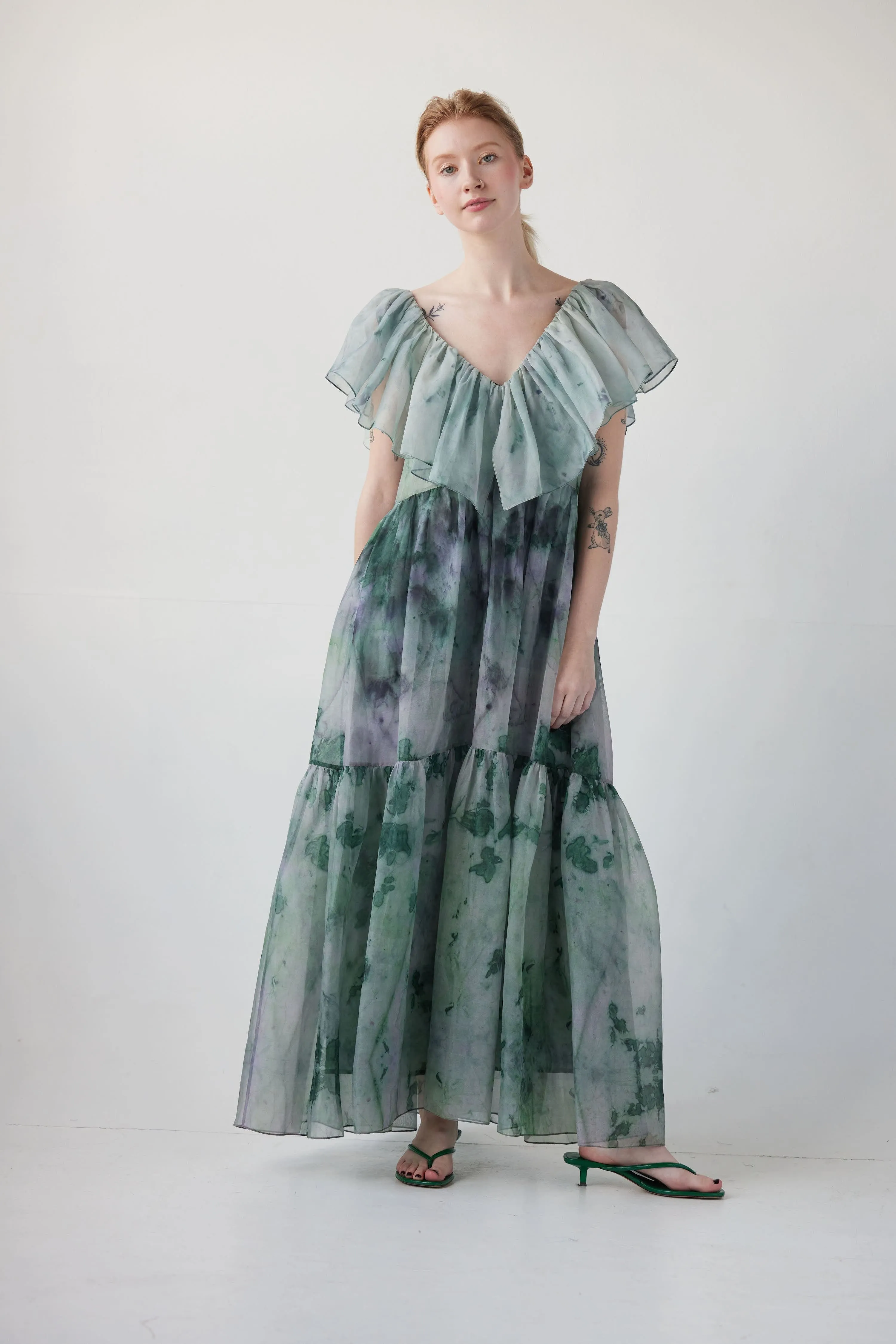 Papillon Dress in Printed Silk Organza