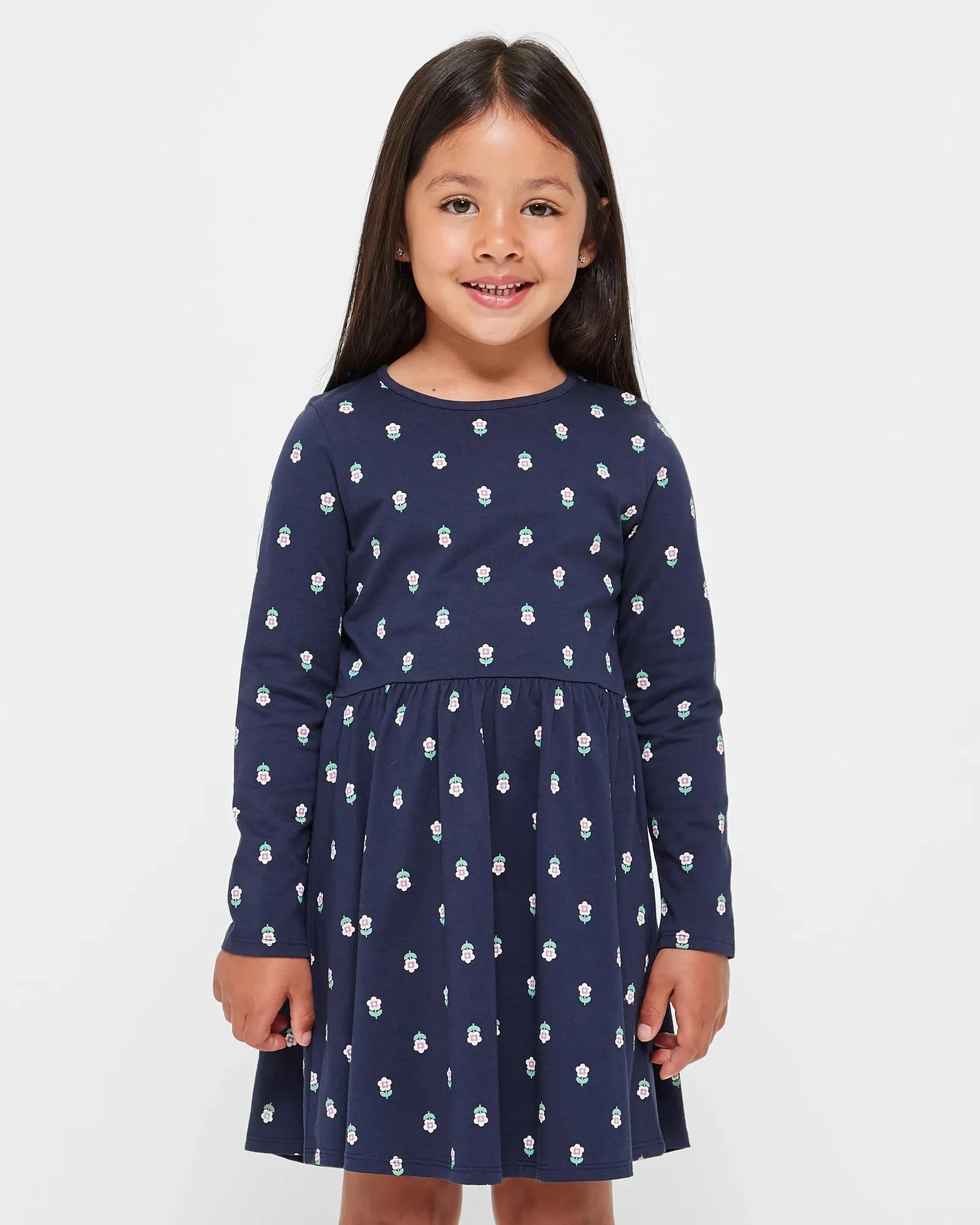 popular  Print Dress - Navy Blue