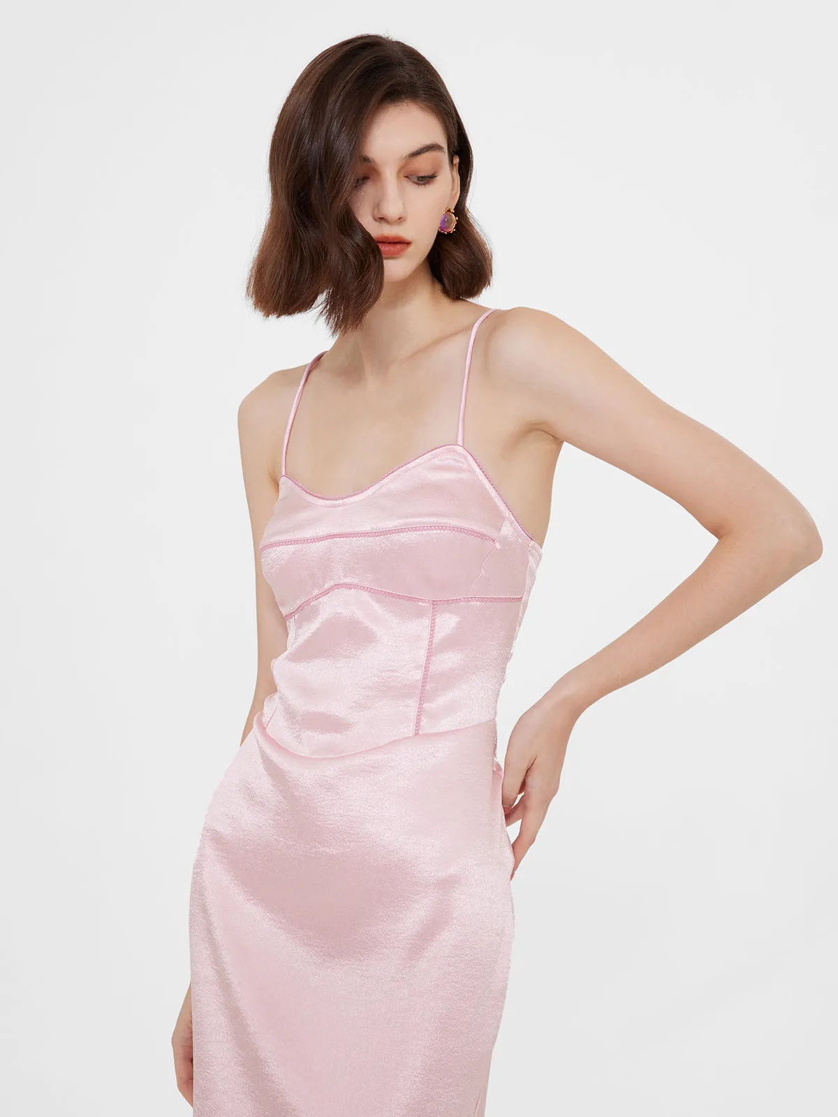 Recycled Satin Bustier Slip Dress