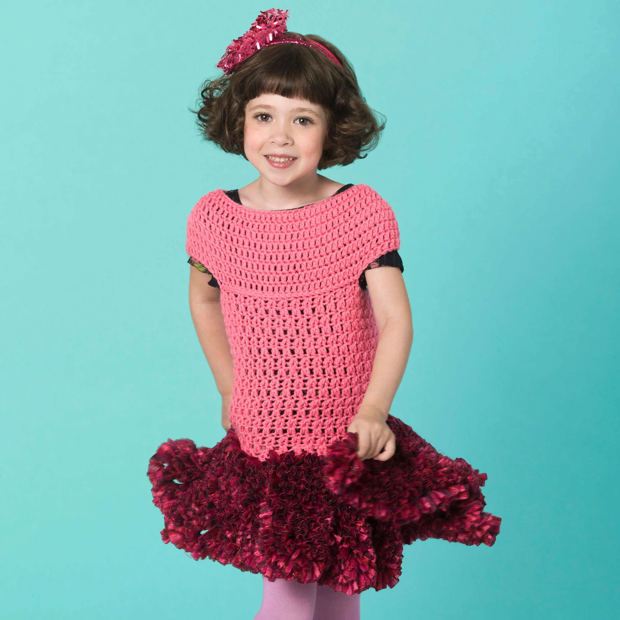 Red Heart Crochet Twirl Party Dress