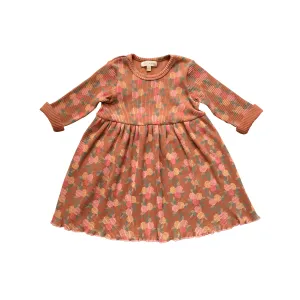 Rib L/S  Dress - Caramel Roses