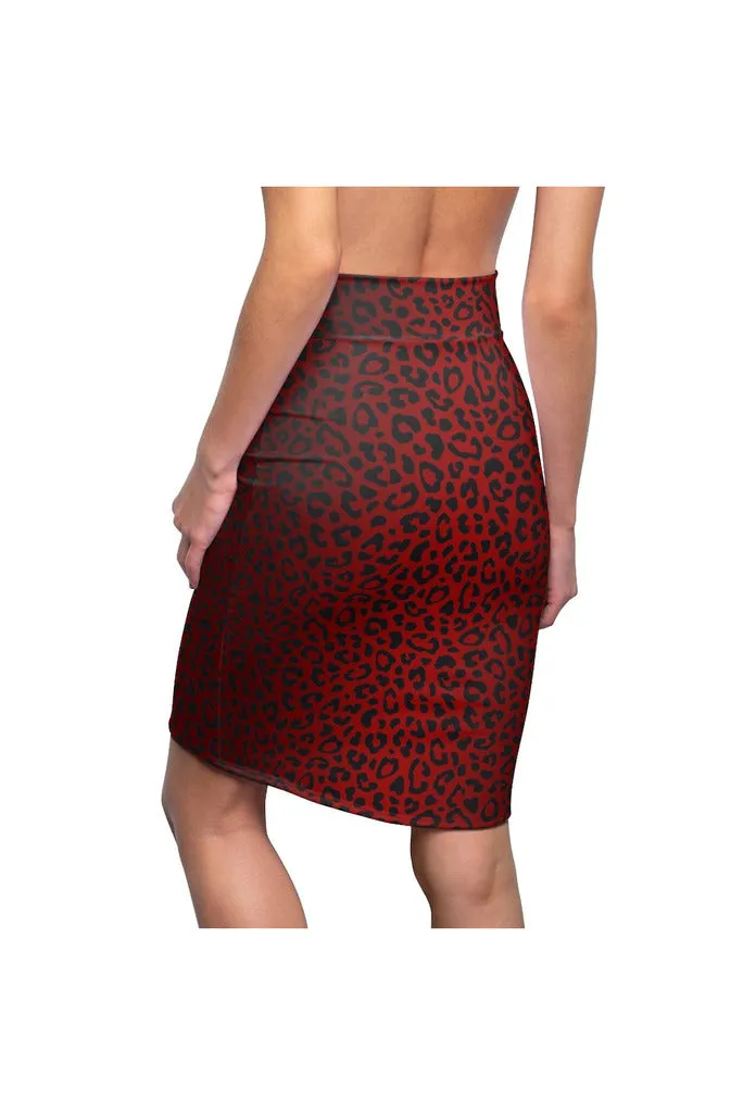 Rosy Leopard Print Women's Pencil Skirt